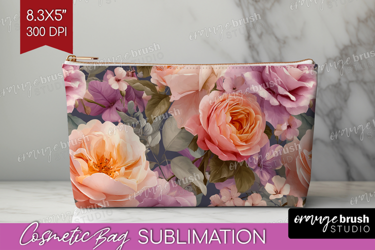 Floral Cosmetic Bag - Sping Flowers Makeup Bag PNG