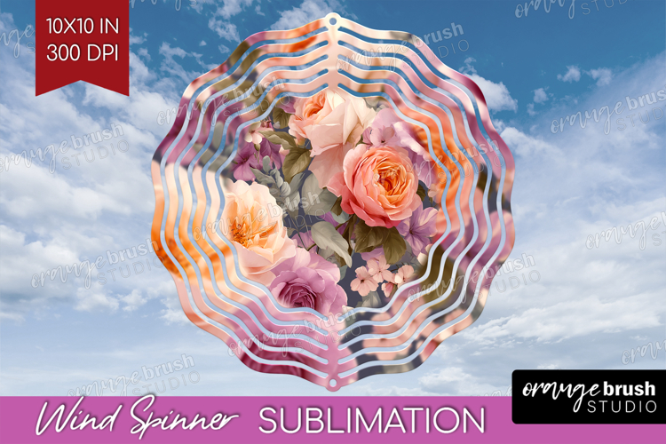 Floral Wind Spinner Sublimation PNG - Sping Flowers Round