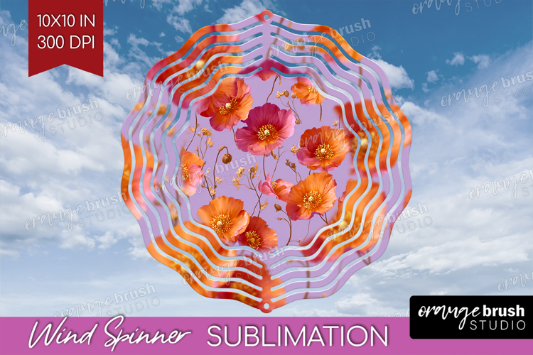 Floral Wind Spinner Sublimation PNG - Sping Flowers Round