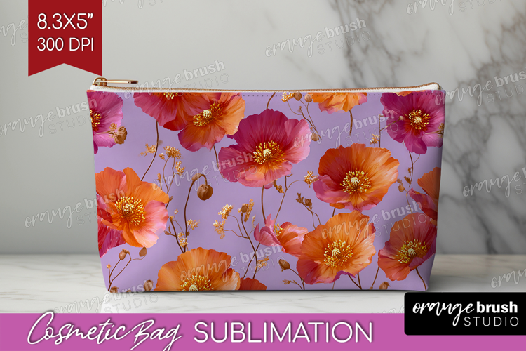 Floral Cosmetic Bag - Sping Flowers Makeup Bag PNG