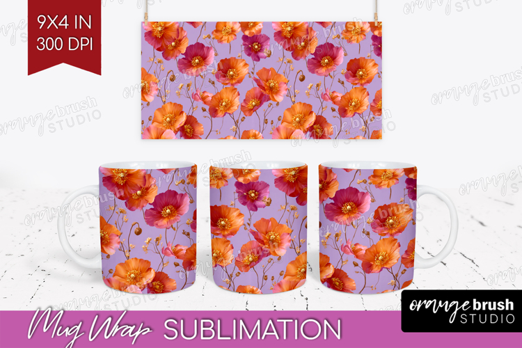 Floral Mug Wrap - Sping Flowers Mug PNG Sublimation