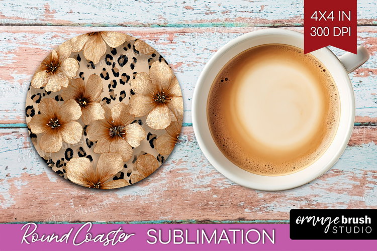 Floral Round Coaster - Sping Flowers Coaster PNG Sublimation