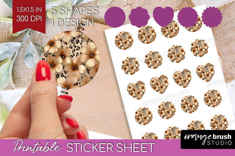Floral Round Sticker - Sping Flowers Printable Sticker Sheet