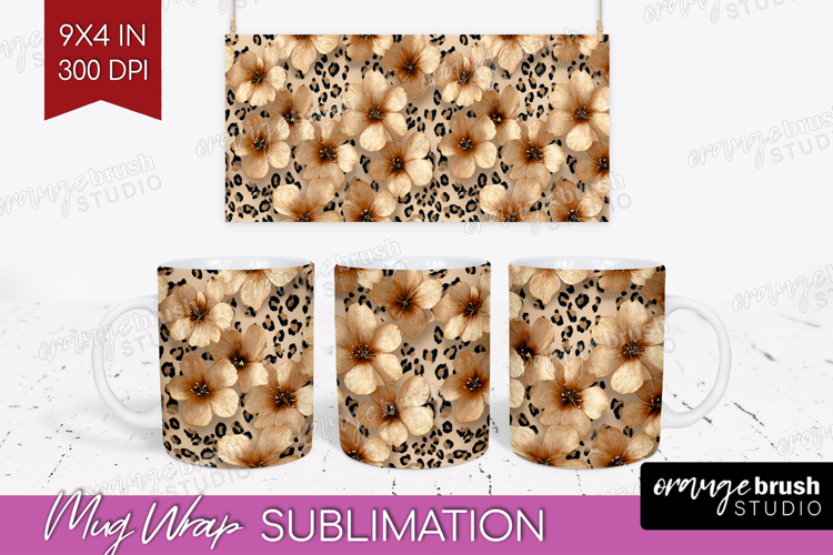 Floral Mug Wrap - Sping Flowers Mug PNG Sublimation