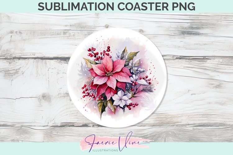 Flowers Sublimation Round Coaster example image 1