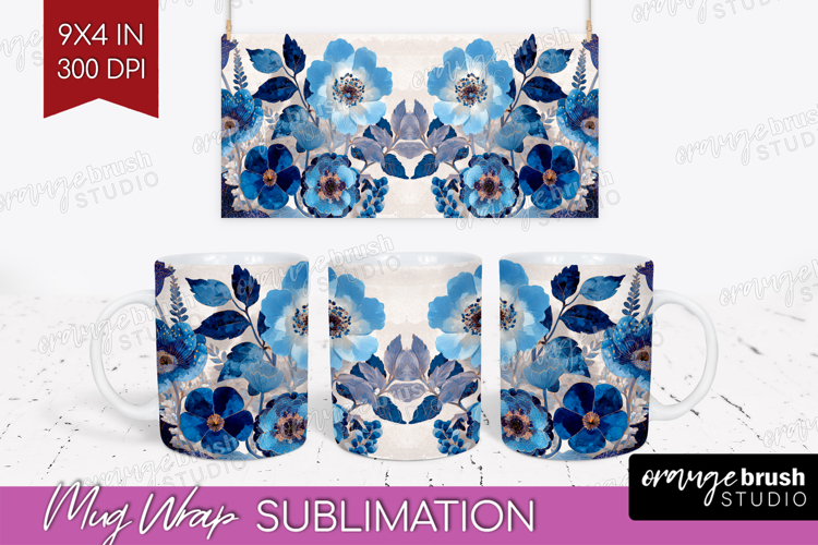 Floral Mug Wrap - Sping Flowers Mug PNG Sublimation