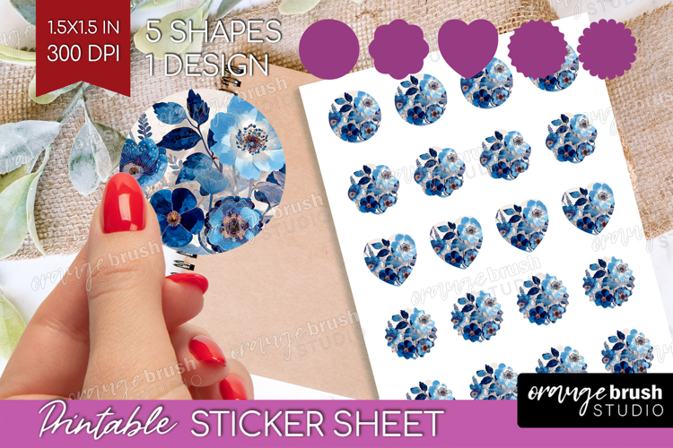 Floral Round Sticker - Sping Flowers Printable Sticker Sheet