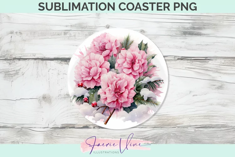 Flowers Sublimation Round Coaster