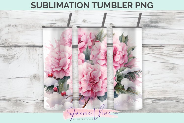 Flowers Sublimation Tumbler PNG example image 1