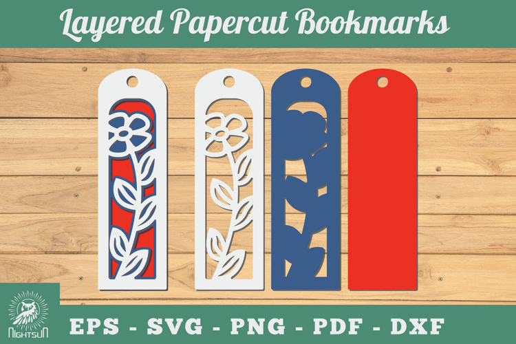 Flowers 3D Papercut Bookmarks SVG