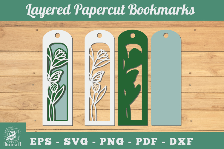 Flowers 3D Papercut Bookmarks SVG