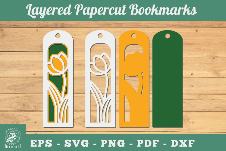 Flowers 3D Papercut Bookmarks SVG