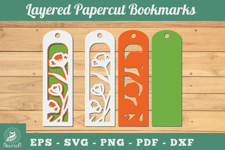 Flowers 3D Papercut Bookmarks SVG