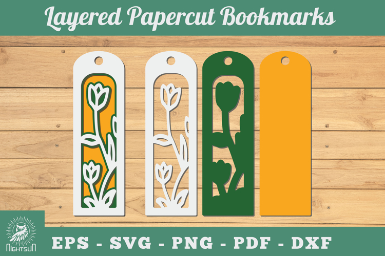 Flowers 3D Papercut Bookmarks SVG