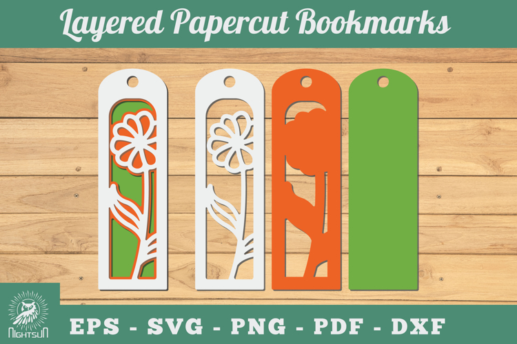 Flowers 3D Papercut Bookmarks SVG
