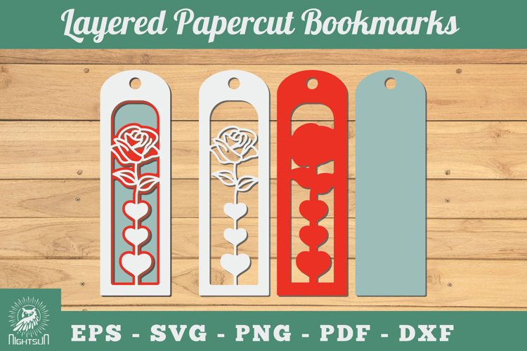 Flowers 3D Papercut Bookmarks SVG