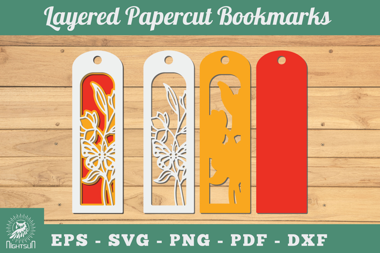 Flowers 3D Papercut Bookmarks SVG