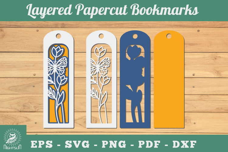 Flowers 3D Papercut Bookmarks SVG