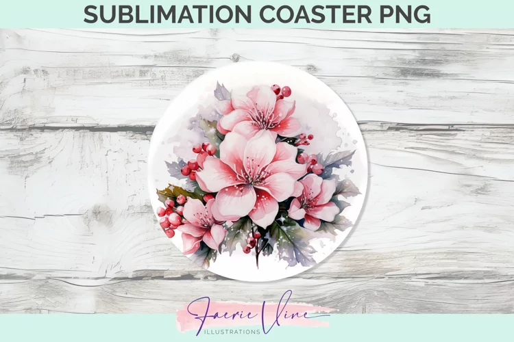 Flowers Sublimation Round Coaster