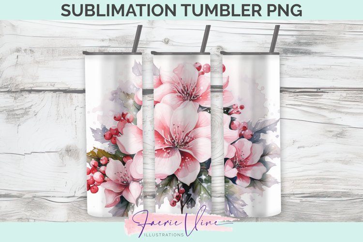 Flowers Sublimation Tumbler PNG example image 1