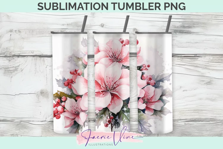 Flowers Sublimation Tumbler PNG