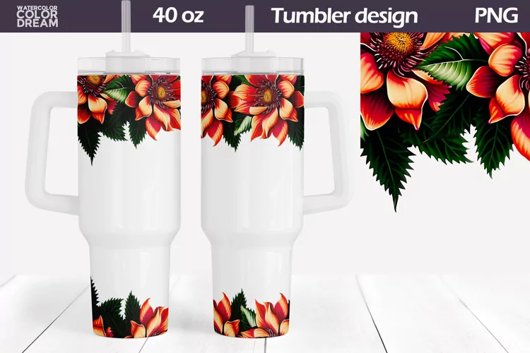Poinsettia Tumbler 40 Oz | Poinsettia Tumbler Sublimation