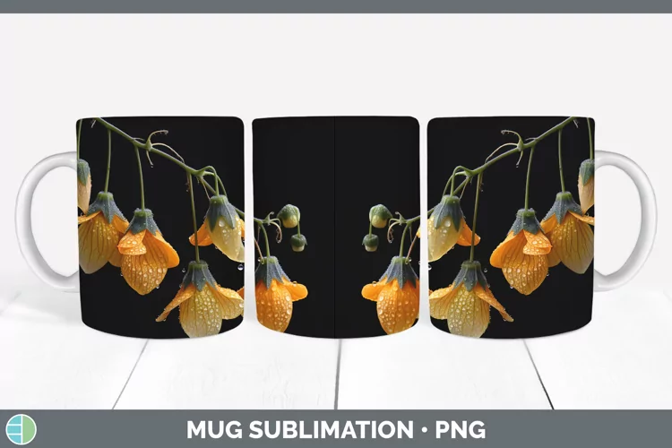 Flowers Abutilon Mug Wrap Sublimation Coffee Cup Designs