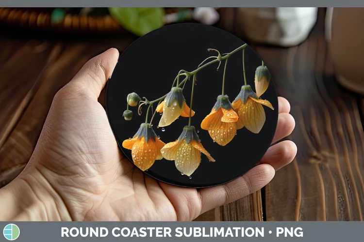 Flowers Abutilon Round Coaster Sublimation Coaster Designs