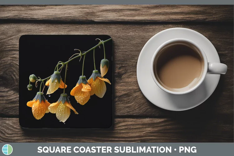 Flowers Abutilon Square Coaster Sublimation Coaster Designs