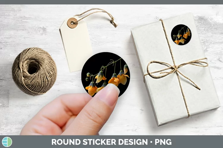 Flowers Abutilon Stickers | Round Labels Designs