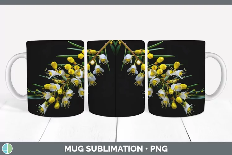 Flowers Acacia Mug Wrap Sublimation Coffee Cup Designs