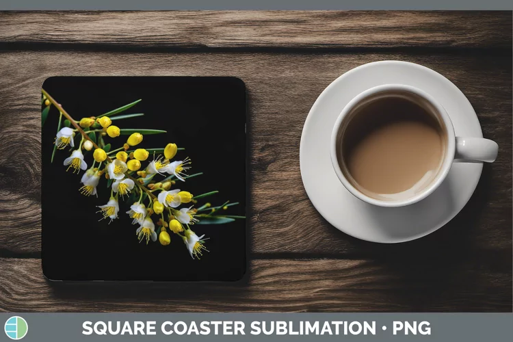 Flowers Acacia Square Coaster Sublimation Coaster Designs