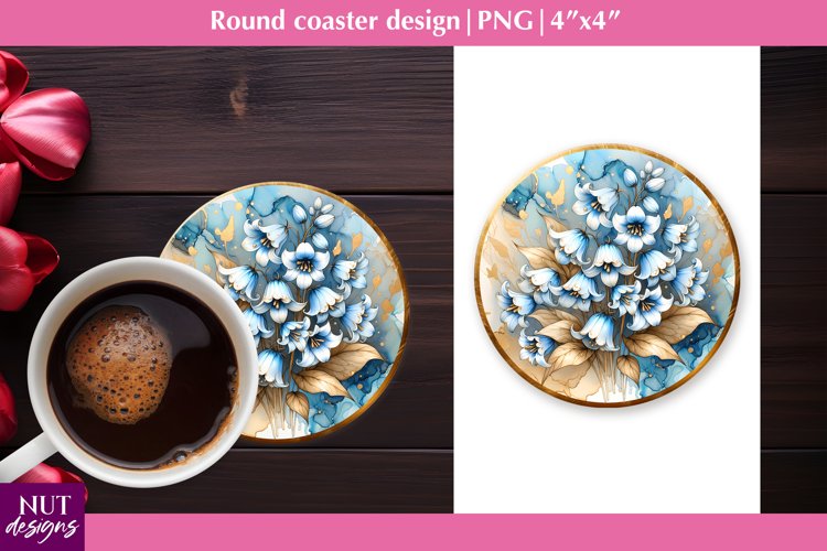 Bluebells flowers coaster Floral coaster PNG Spring coaster