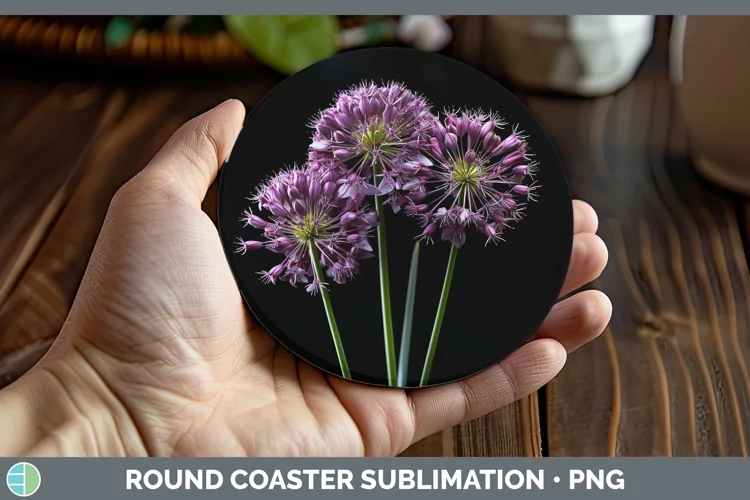 Flowers Allium Round Coaster Sublimation Coaster Designs