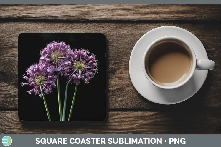 Flowers Allium Square Coaster Sublimation Coaster Designs