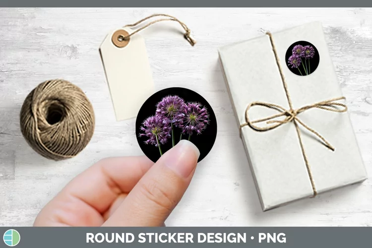 Flowers Allium Stickers | Round Labels Designs