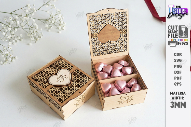 Flowers and Chocolate Box Laser Cut | Mothers Day Gift Idea