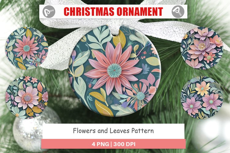 Christmas Ornaments Flowers and Leaves Pattern