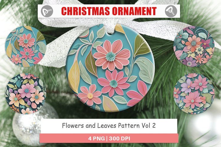 Christmas Ornaments Flowers and Leaves Pattern