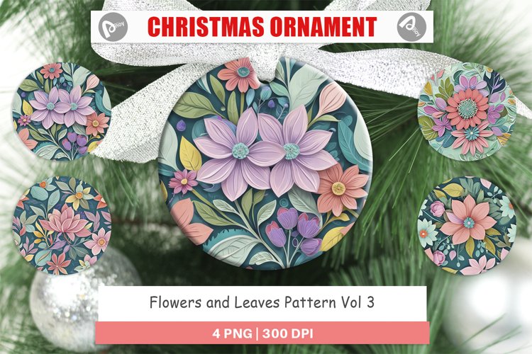 Christmas Ornaments Flowers and Leaves Pattern