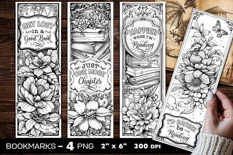 Flowers coloring bookmark, flowers coloring page bookmark