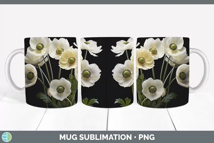 Flowers Anemone Mug Wrap Sublimation Coffee Cup Designs