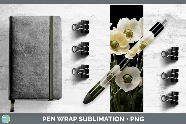 Flowers Anemone Pen Wrap Sublimation Epoxy Pen Designs