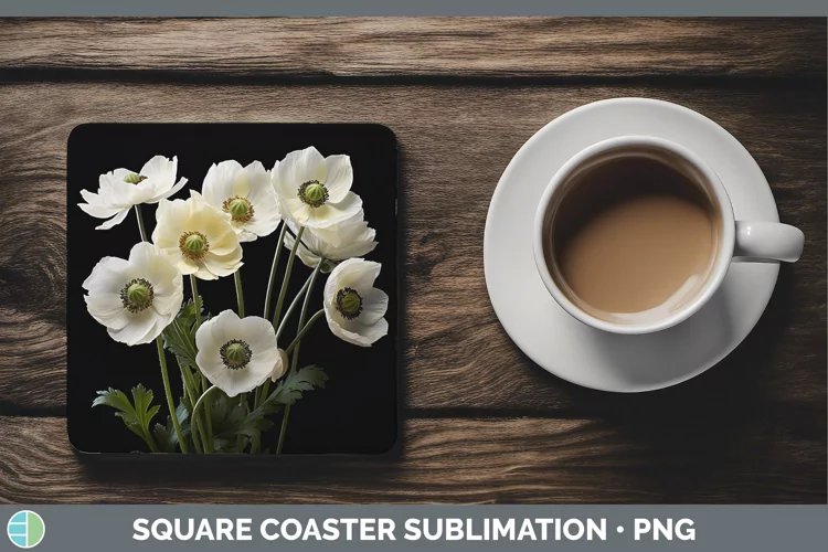 Flowers Anemone Square Coaster Sublimation Coaster Designs