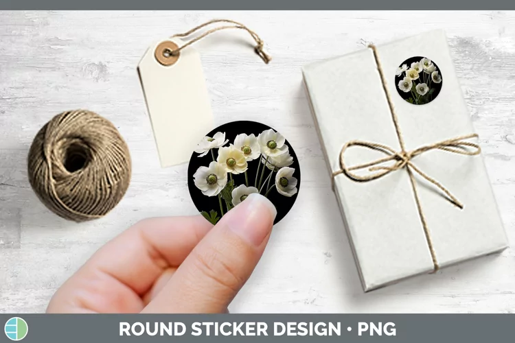 Flowers Anemone Stickers | Round Labels Designs