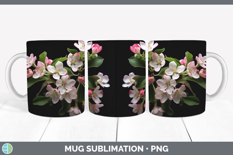Flowers Apple Blossom Mug Wrap Sublimation Coffee Cup Design