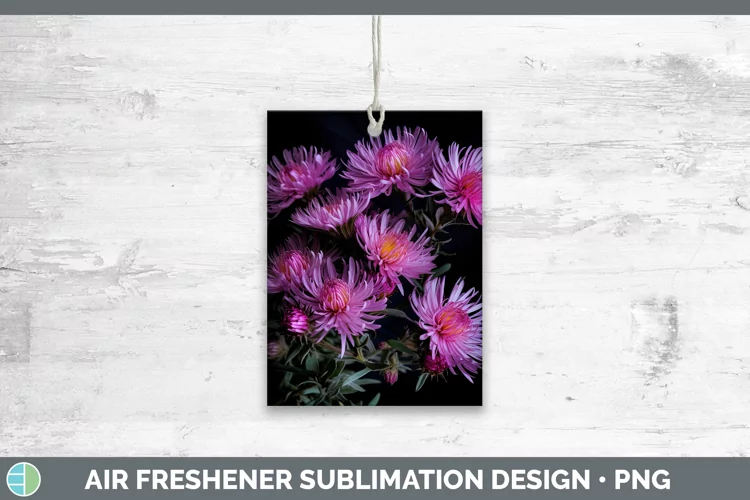 Flowers Aster Air Freshener Sublimation Car Freshener Design