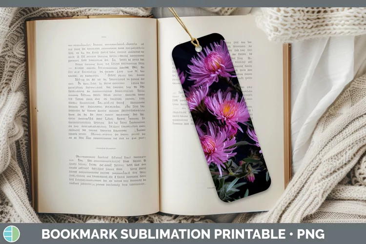 Flowers Aster Bookmark Sublimation Printable Designs