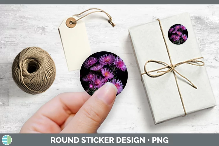 Flowers Aster Stickers | Round Labels Designs