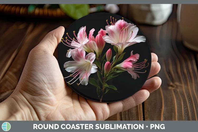 Flowers Azalea Round Coaster Sublimation Coaster Designs